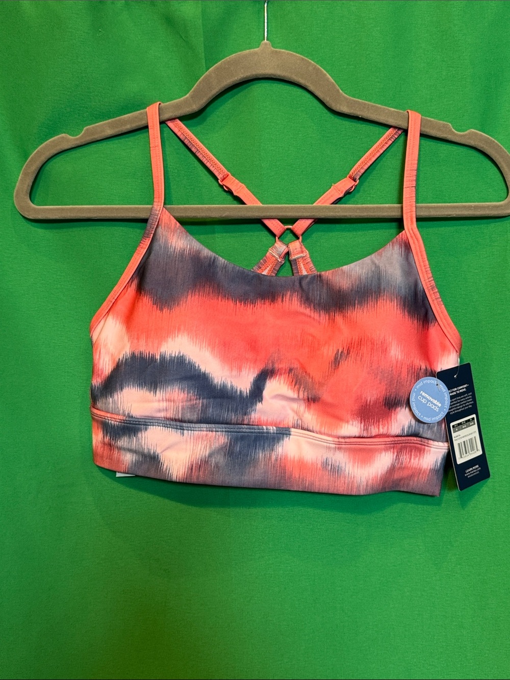 Marika size medium sports bra NWT peach eco watercolor ikat